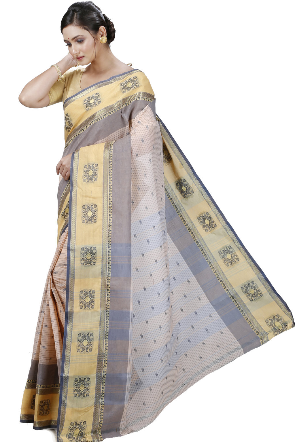 Cream Pure Cotton Uma Tant Saree (1145)